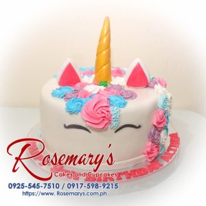 Delicious unicorn-themed pink 1-layer cake from Rosemary's Cakes, perfect for any celebration. Contact: 0925-545-7510.