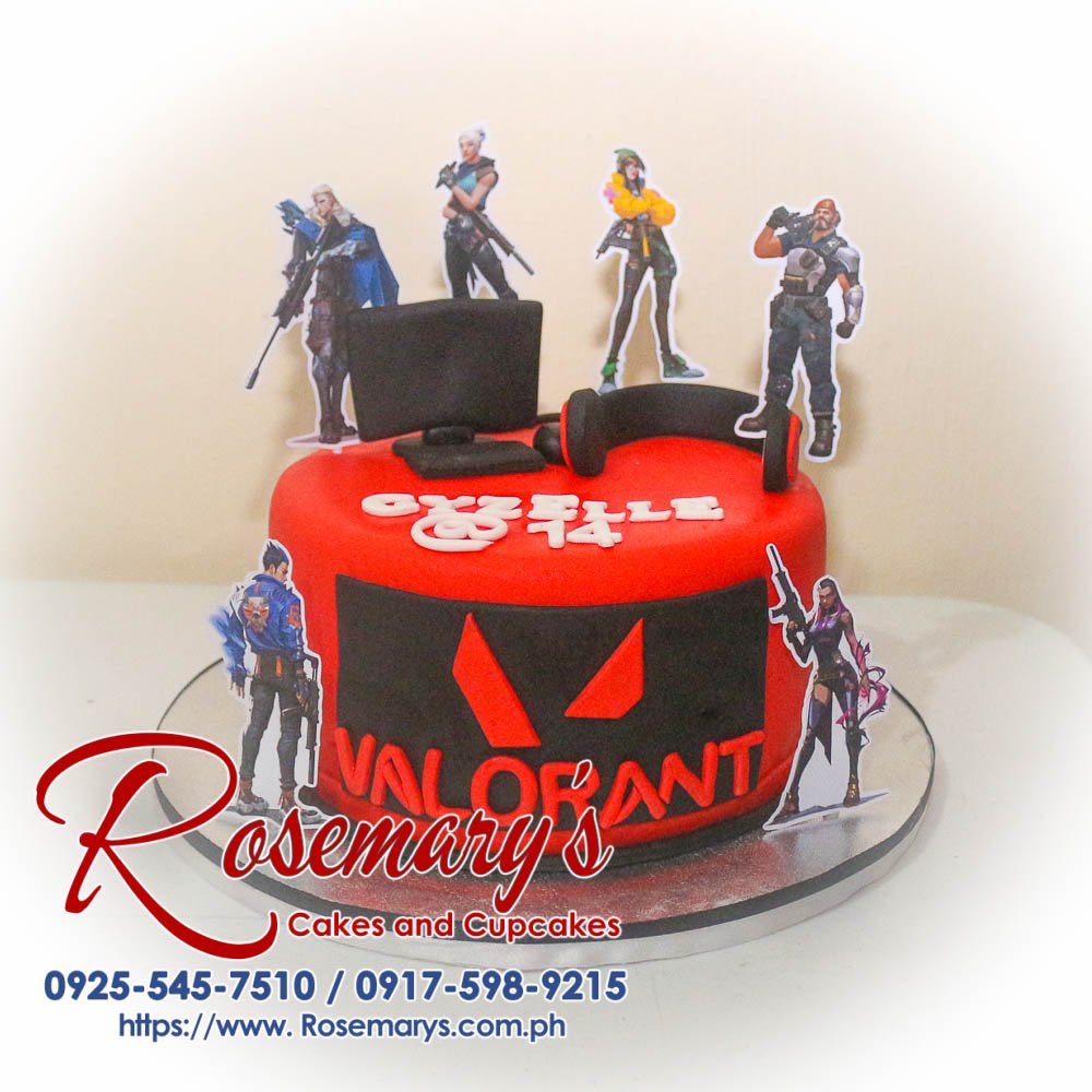 Valorant Themed Cake for Gyzelle’s 14th Birthday Valorant themed 1-layer cake in red, beautifully decorated, delicious and perfect for any birthday celebration. Rosemary's Cakes, 0925-545-7510.