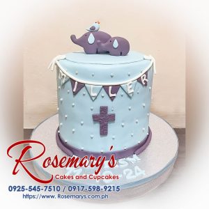 Delicious 1-layer elephant-themed cake for a baptism, beautifully decorated by Rosemary's Cakes. Contact: 0917-598-9215.