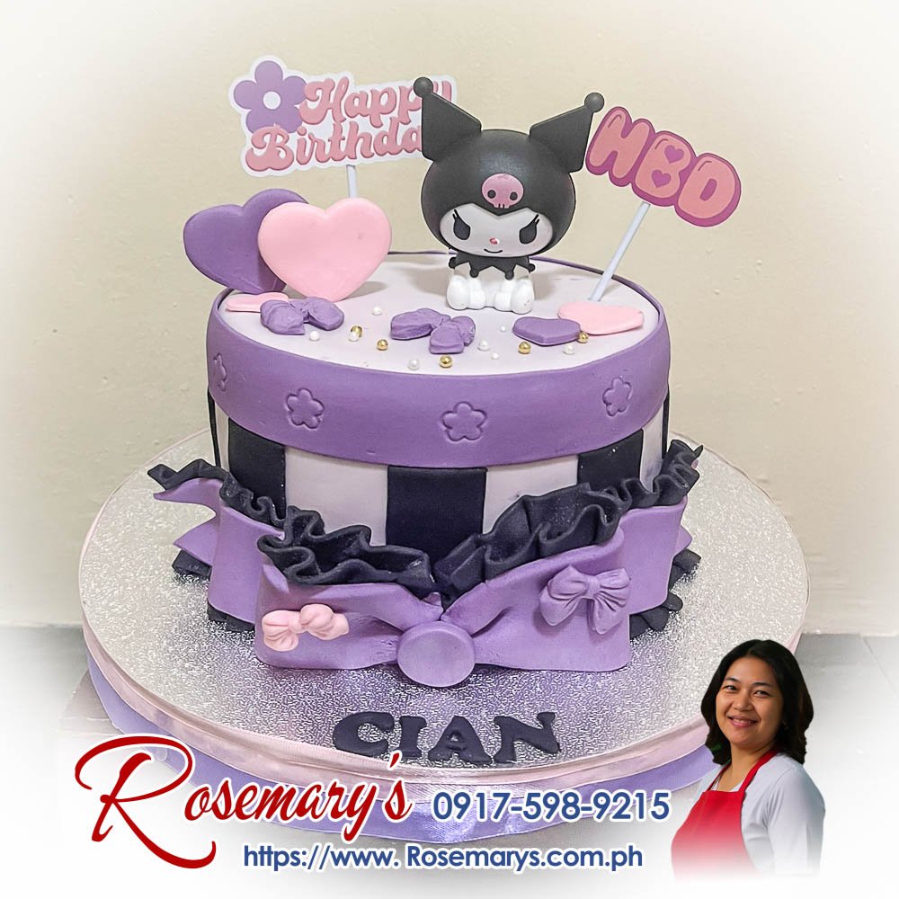 Delicious Kuromi-themed 1 layer cake by Rosemary's Cakes, perfect for any celebration. Contact: 0917-598-9215.