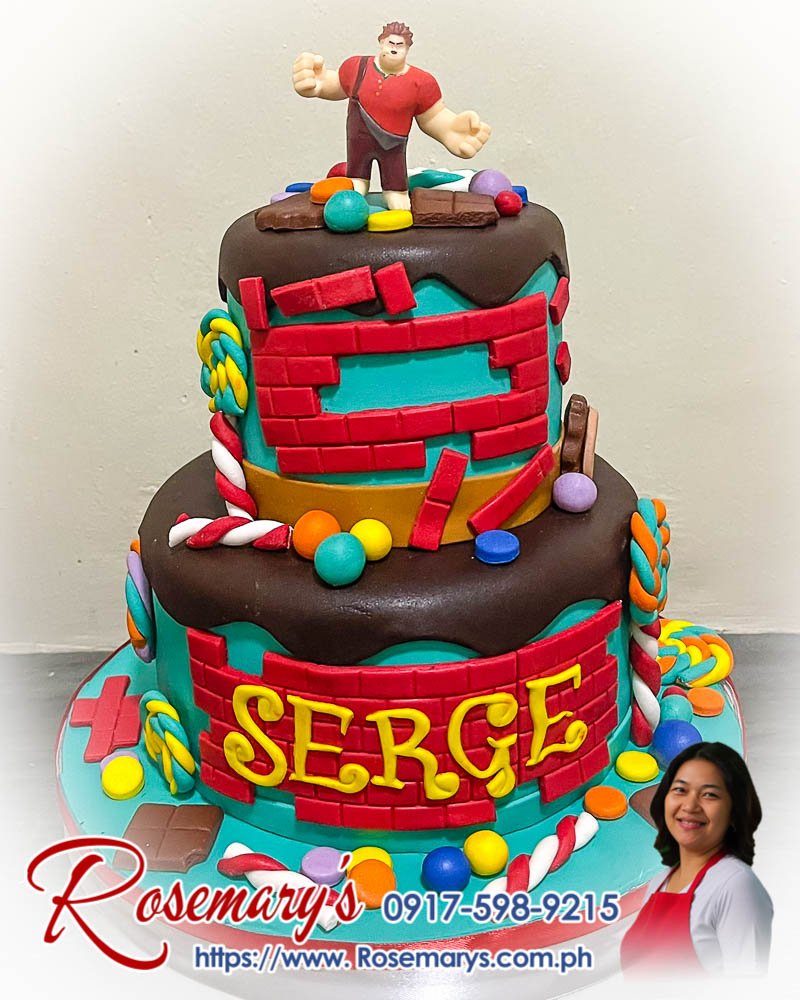 2 layer Wreck It Ralph themed cake with vibrant design, delicious and yummy cakes by Rosemary's Cakes. Contact 0917-598-9215.