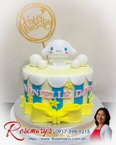 Delicious 1-layer Cinnamoroll themed cake by Rosemary's Cakes, perfect for birthdays. Order now at 0917-598-9215.