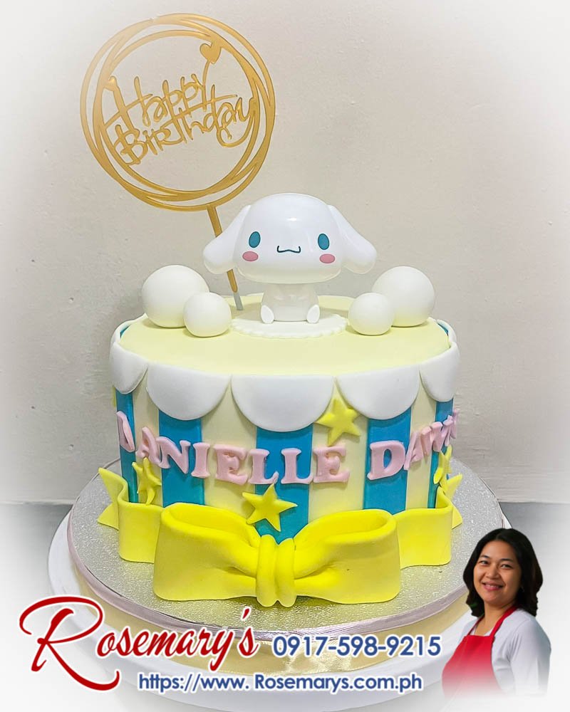 Delicious 1-layer Cinnamoroll themed cake by Rosemary's Cakes, perfect for birthdays. Order now at 0917-598-9215.