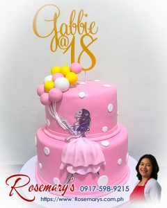 2-layer pink lady themed cake with 3D printed topper, delicious and yummy cakes by Rosemary's Cakes. Contact 0917-598-9215.