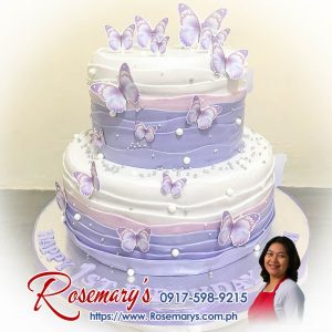 2 layer purple ombre butterflies cake with delicate butterfly decorations, a delicious themed cake by Rosemary's Cakes. Contact 0917-598-9215.