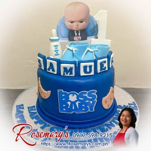 1 layer Boss Baby themed cake for christening and birthday, delicious and yummy cakes by Rosemary's Cakes. Contact 0917-598-9215.