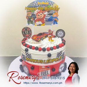 Delicious Jollibee Jolliracer themed cake by Rosemary's Cakes, perfect for birthdays. Order now at 0917-598-9215.