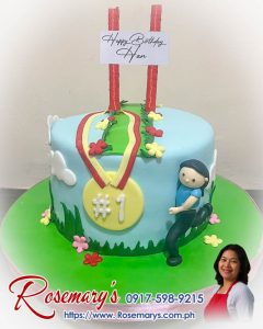 Runner-themed 1 layer cake with detailed running decorations, delicious and yummy cake by Rosemary's Cakes. Contact 0917-598-9215.