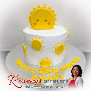 Sunshine themed 1 layer cake, delicious and yummy, beautifully crafted by Rosemary's Cakes. Contact 0917-598-9215.