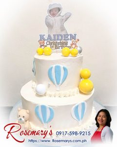 2-layer teddy bear and hot air balloon themed icing cake, delicious and yummy, by Rosemary's Cakes. Contact 0917-598-9215.