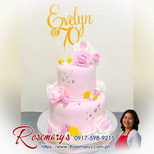 2 layer pink rose themed cake with 3D printed topper, delicious and yummy cakes by Rosemary's Cakes. Contact 0917-598-9215.