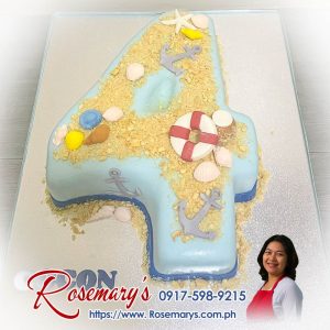 Beach themed number cake with coconut decoration, delicious and yummy. Order from Rosemary's Cakes, contact 0917-598-9215.