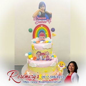 2 layer Bebefinn themed cake with Baby Shark design, delicious and yummy, by Rosemary's Cakes. Contact 0917-598-9215.