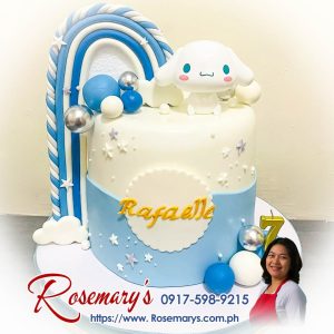 1 layer Cinnamoroll themed cake, delicious and yummy, perfect for birthdays. Rosemary's Cakes, contact 0917-598-9215.