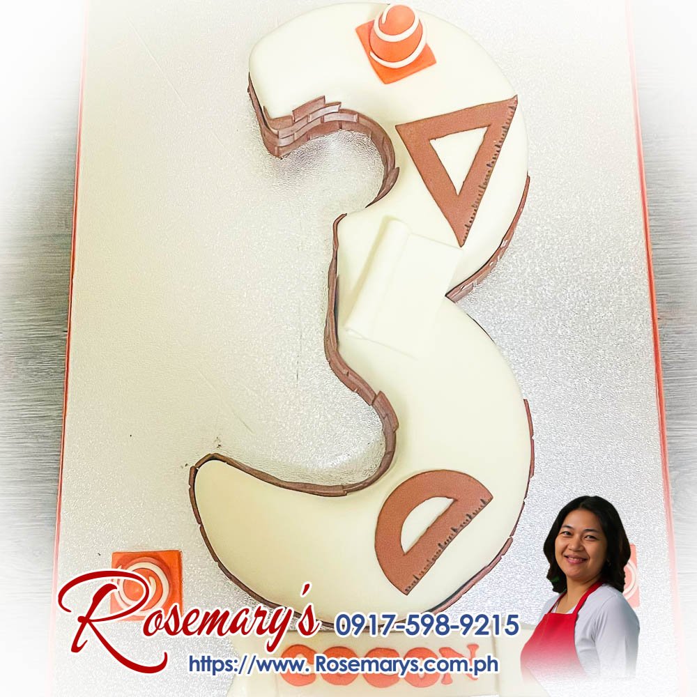 construction themed number cake for cocon Delicious construction-themed number cake with edible tools and vibrant colors by Rosemary's Cakes. Contact 0917-598-9215.