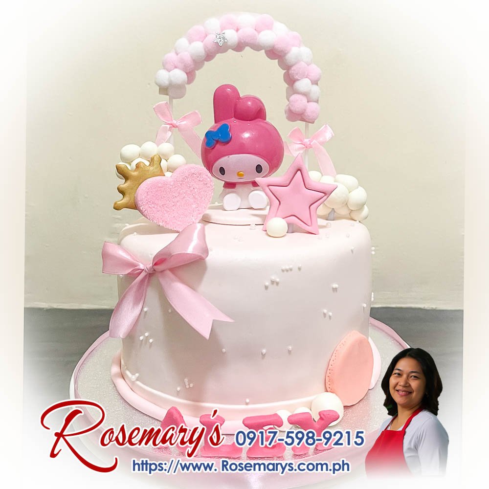 my melody themed cake for alex My Melody themed 1 layer cake by Rosemary's Cakes, delicious and yummy. Contact 0917-598-9215 for orders and inquiries.
