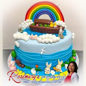 Noah's Ark themed 1 layer cake with animals, delicious and yummy. Order from Rosemary's Cakes, contact 0917-598-9215.