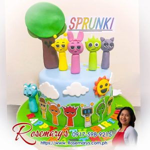 Delicious Sprunki themed cake with vibrant colors and detailed design by Rosemary's Cakes. Order yummy cakes at 0917-598-9215.