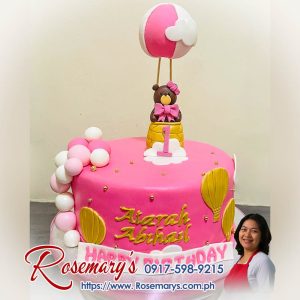 1 layer teddy bear and hot air balloon themed cake, delicious and yummy cakes by Rosemary's Cakes, contact 0917-598-9215.