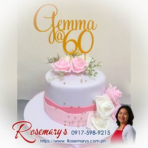 White and pink roses 1 layer cake with 3D printed topper, delicious and themed by Rosemary's Cakes. Contact 0917-598-9215.