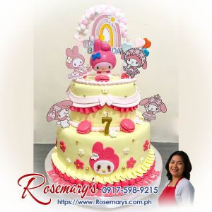 2 layer My Melody themed cake, delicious and yummy, from Rosemary's Cakes. Order now at 0917-598-9215 for special occasions!