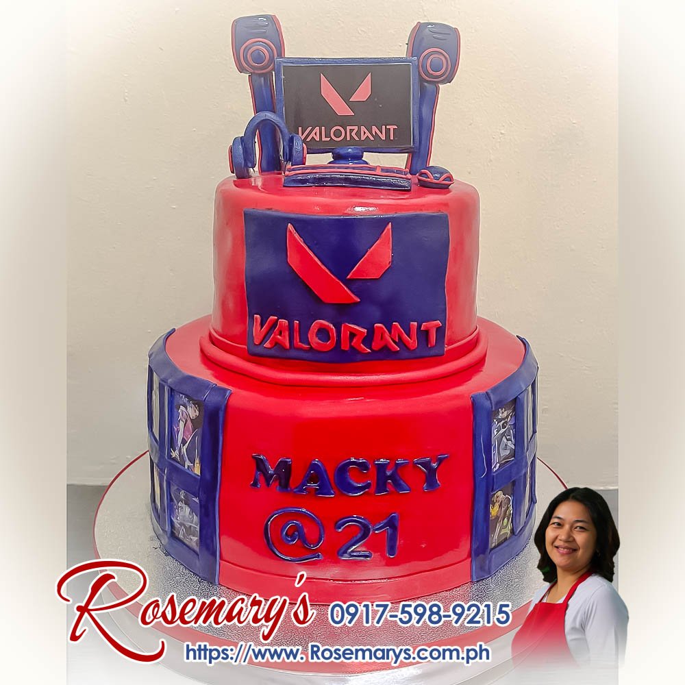 2 layer Valorant themed cake by Rosemary's Cakes, delicious and perfect for gamers. Order now at 0917-598-9215. Yummy cakes!